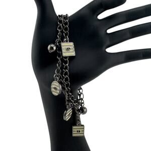 Express Women's Gunmetal Gray Bracelet with Enamelled Charms